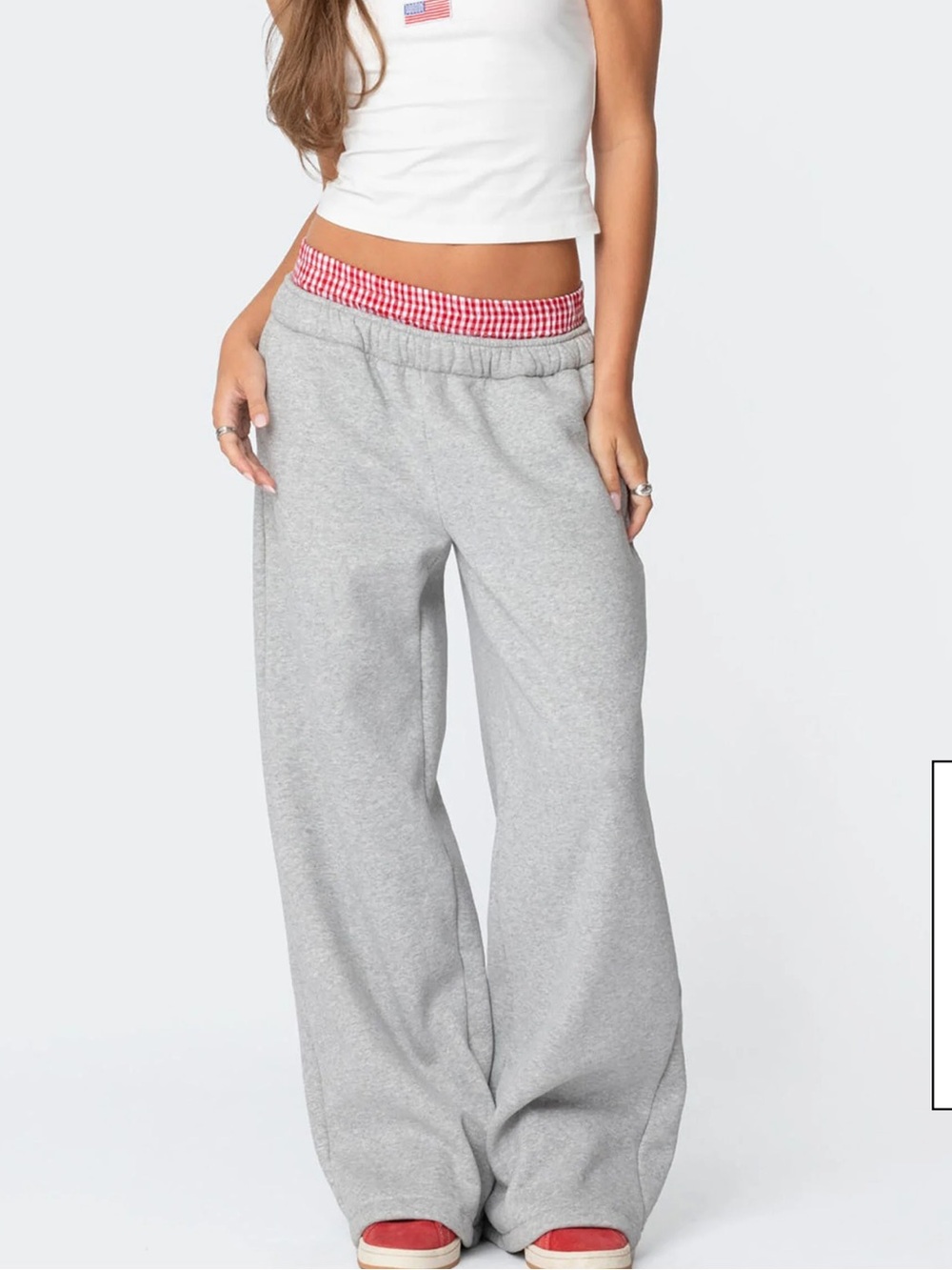 Edikted gingham boxer detail sweatpants XS